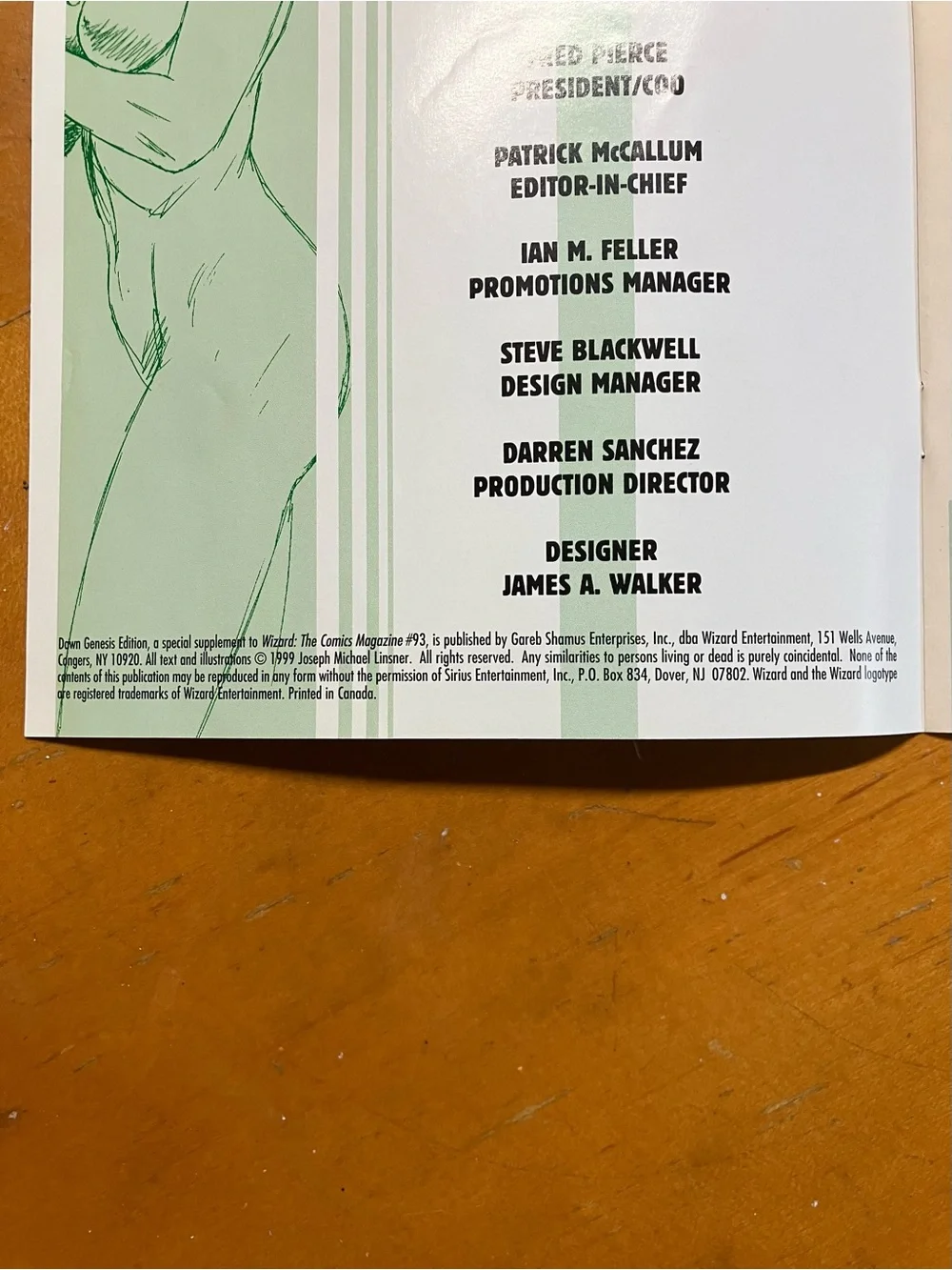 Vintage 1999 Dawn Genesis Edition 1 Comic Wizard Exclusive Linsner